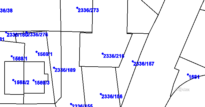 Parcela st. 2336/216 v KÚ Chodov, Katastrální mapa