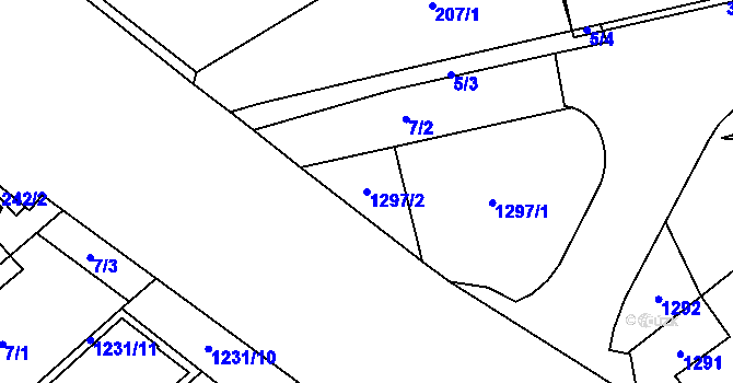 Parcela st. 1297/2 v KÚ Chodov, Katastrální mapa