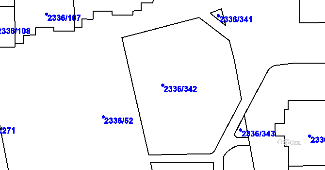 Parcela st. 2336/342 v KÚ Chodov, Katastrální mapa