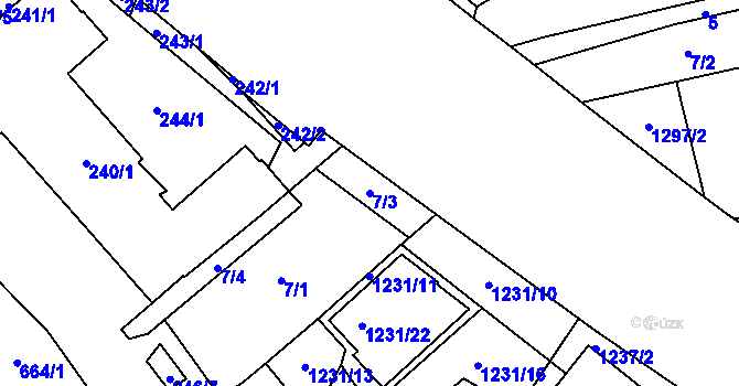 Parcela st. 7/3 v KÚ Chodov, Katastrální mapa