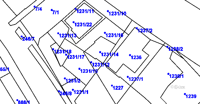 Parcela st. 1231/14 v KÚ Chodov, Katastrální mapa