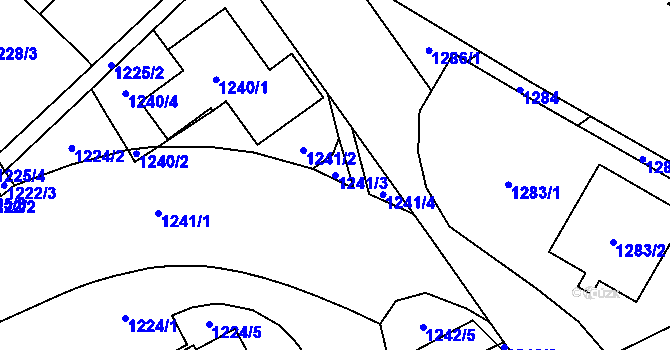 Parcela st. 1241/3 v KÚ Chodov, Katastrální mapa