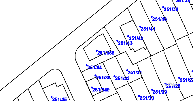 Parcela st. 251/155 v KÚ Chodov, Katastrální mapa