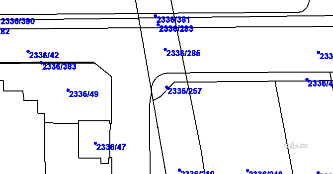 Parcela st. 2336/257 v KÚ Chodov, Katastrální mapa