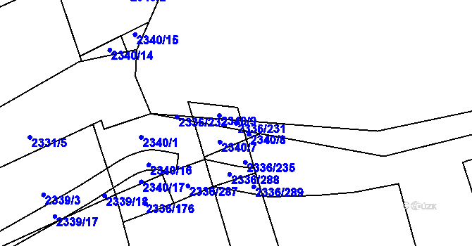 Parcela st. 2336/231 v KÚ Chodov, Katastrální mapa