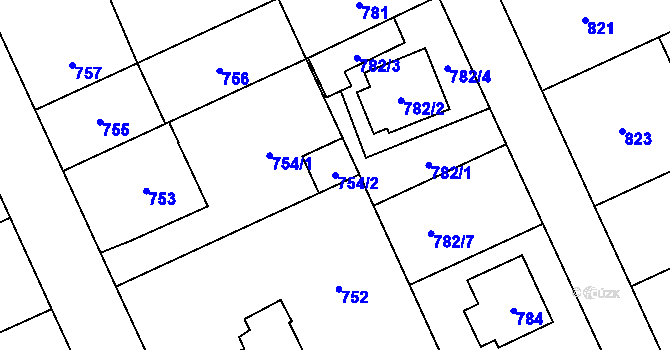 Parcela st. 754/2 v KÚ Chodov, Katastrální mapa