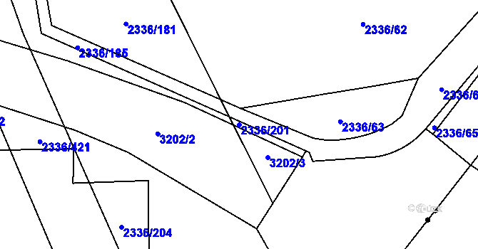 Parcela st. 2336/201 v KÚ Chodov, Katastrální mapa