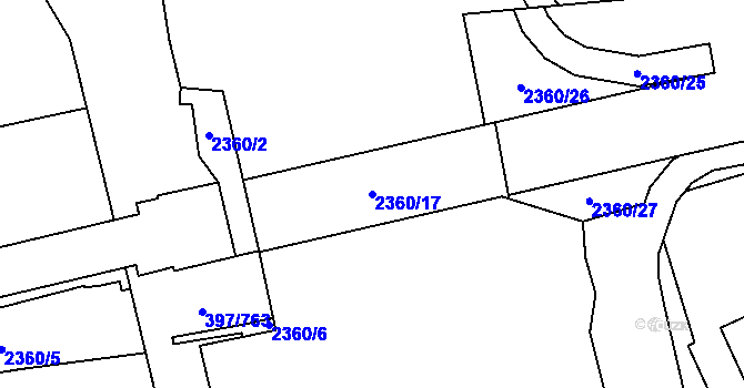 Parcela st. 2360/17 v KÚ Chodov, Katastrální mapa