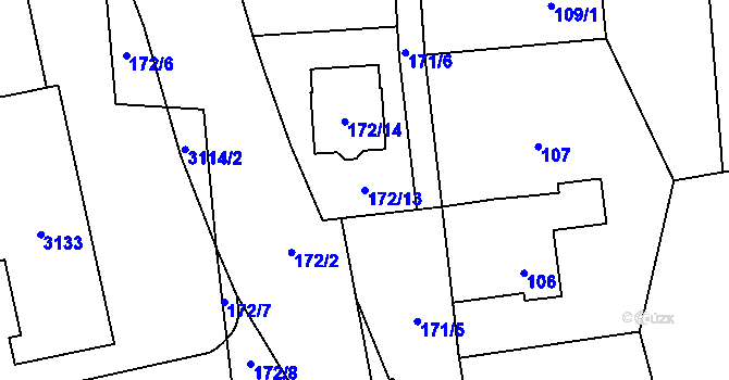 Parcela st. 172/13 v KÚ Chodov, Katastrální mapa