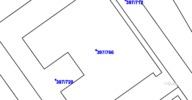 Parcela st. 397/766 v KÚ Chodov, Katastrální mapa