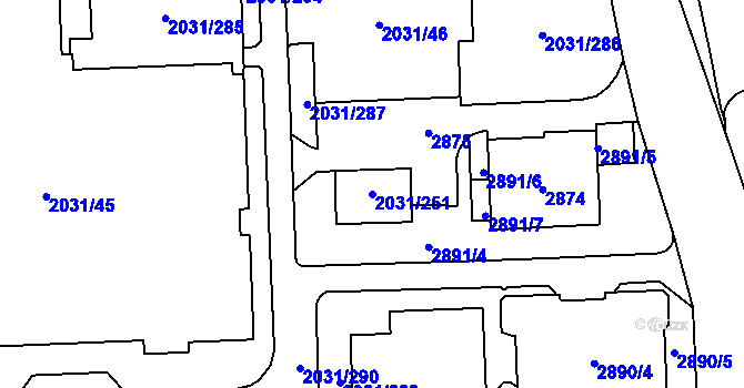 Parcela st. 2031/251 v KÚ Chodov, Katastrální mapa