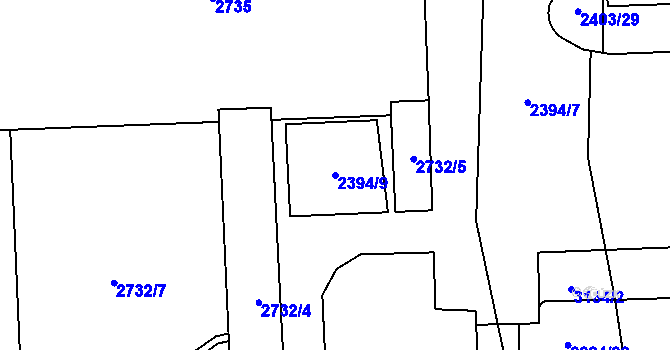 Parcela st. 2394/9 v KÚ Chodov, Katastrální mapa