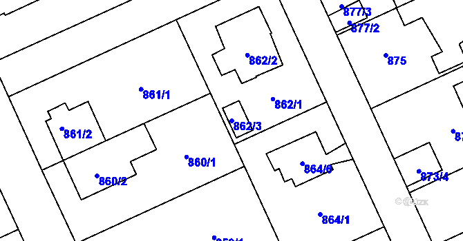 Parcela st. 862/3 v KÚ Chodov, Katastrální mapa