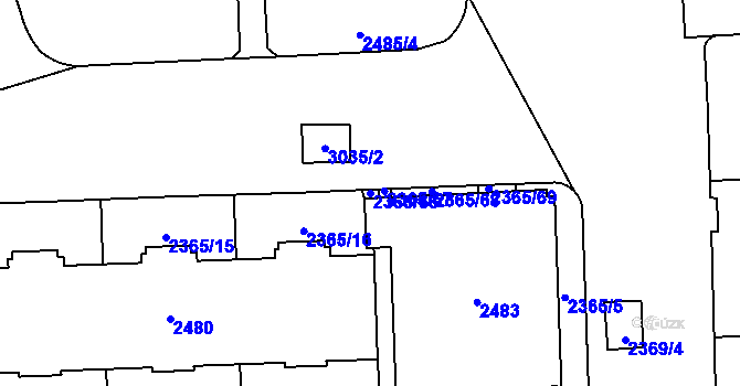 Parcela st. 2365/66 v KÚ Chodov, Katastrální mapa