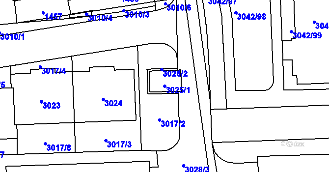 Parcela st. 3025/1 v KÚ Chodov, Katastrální mapa