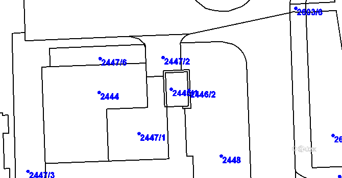 Parcela st. 2446/1 v KÚ Chodov, Katastrální mapa