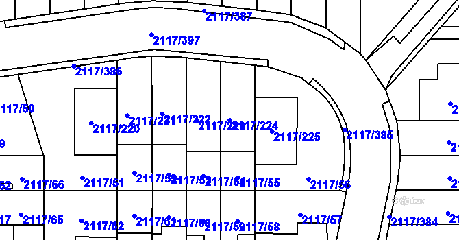 Parcela st. 2117/224 v KÚ Chodov, Katastrální mapa