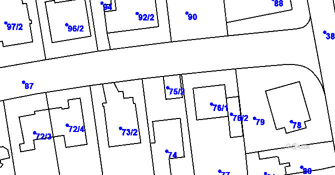 Parcela st. 75/2 v KÚ Chodov, Katastrální mapa