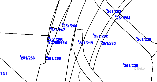 Parcela st. 251/219 v KÚ Chodov, Katastrální mapa