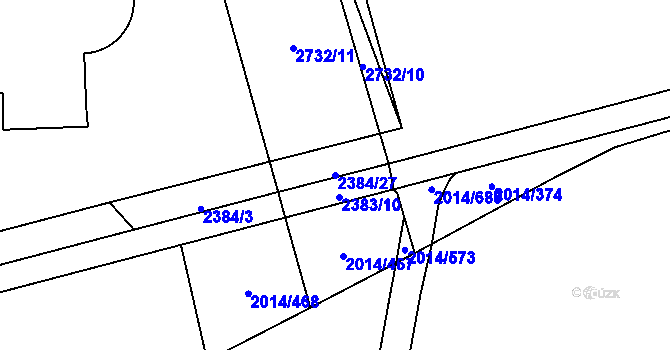 Parcela st. 2384/27 v KÚ Chodov, Katastrální mapa
