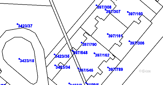 Parcela st. 397/790 v KÚ Chodov, Katastrální mapa