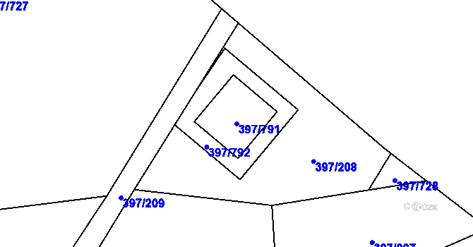 Parcela st. 397/791 v KÚ Chodov, Katastrální mapa