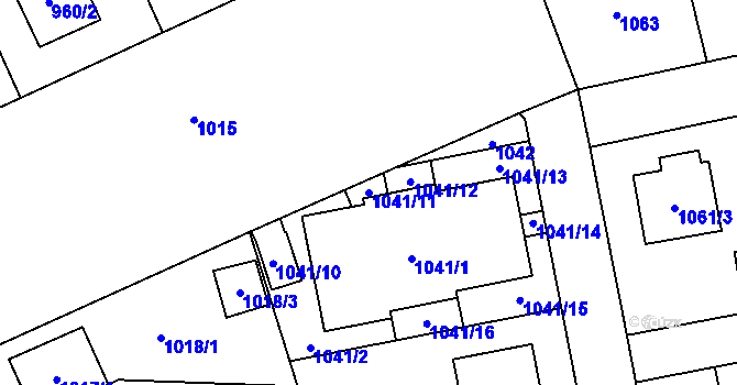 Parcela st. 1041/11 v KÚ Chodov, Katastrální mapa