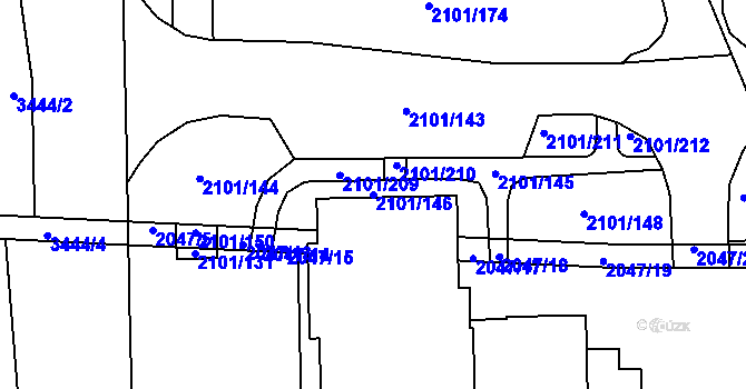 Parcela st. 2101/146 v KÚ Chodov, Katastrální mapa