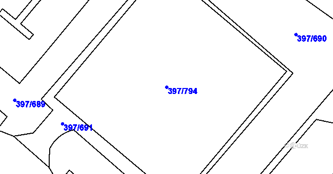Parcela st. 397/794 v KÚ Chodov, Katastrální mapa