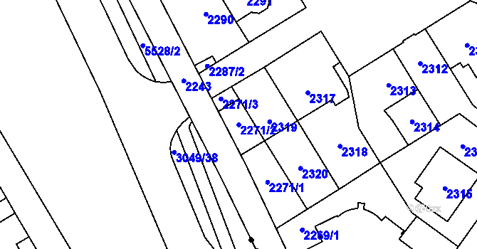Parcela st. 2271/2 v KÚ Chodov, Katastrální mapa