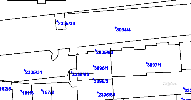 Parcela st. 2335/90 v KÚ Chodov, Katastrální mapa