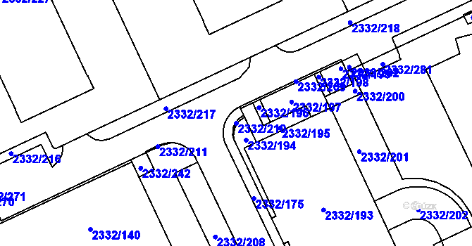 Parcela st. 2332/210 v KÚ Chodov, Katastrální mapa