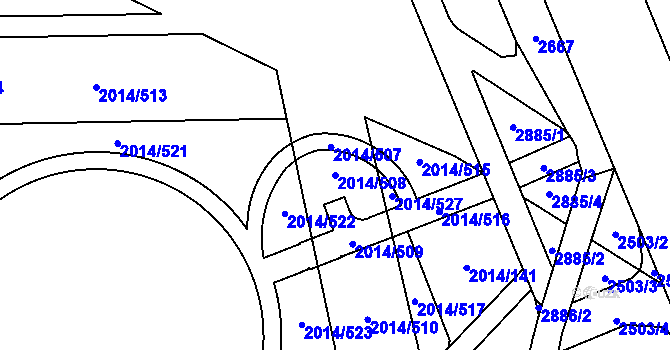 Parcela st. 2014/508 v KÚ Chodov, Katastrální mapa