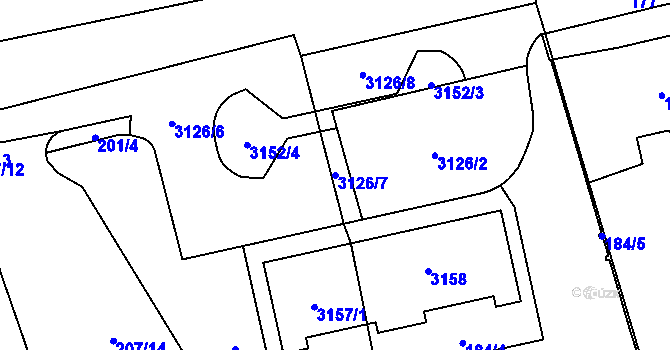 Parcela st. 3126/7 v KÚ Chodov, Katastrální mapa