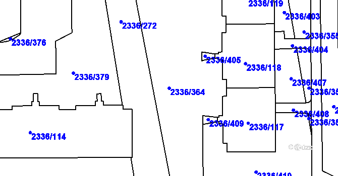 Parcela st. 2336/364 v KÚ Chodov, Katastrální mapa
