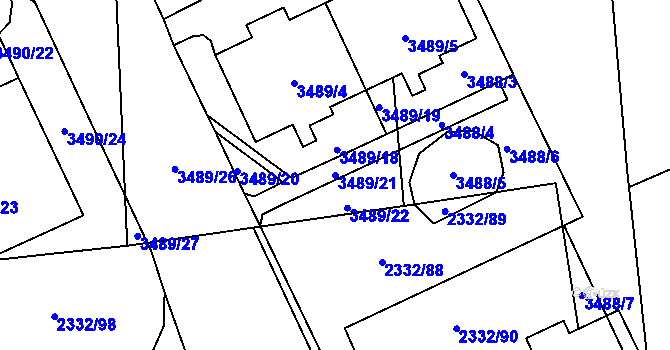 Parcela st. 3489/21 v KÚ Chodov, Katastrální mapa
