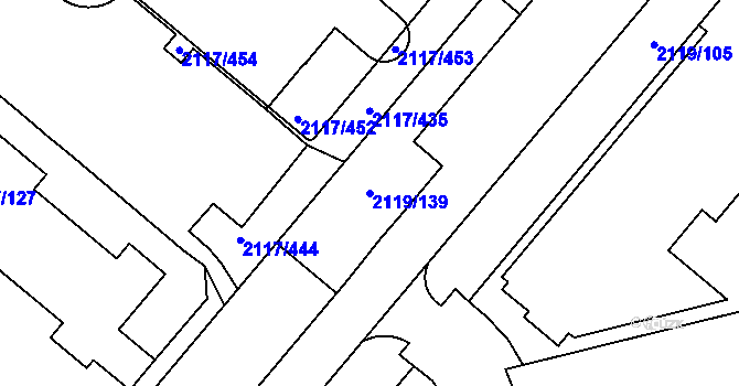 Parcela st. 2119/139 v KÚ Chodov, Katastrální mapa