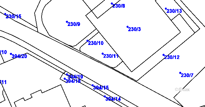 Parcela st. 230/11 v KÚ Chodov, Katastrální mapa