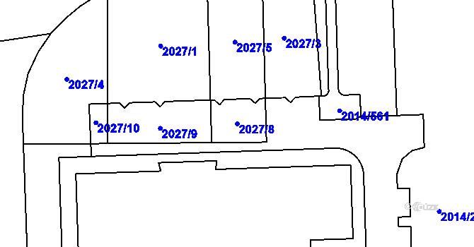 Parcela st. 2027/8 v KÚ Chodov, Katastrální mapa