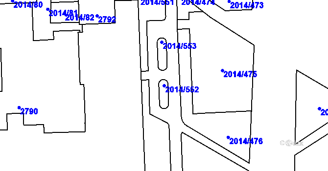 Parcela st. 2014/552 v KÚ Chodov, Katastrální mapa