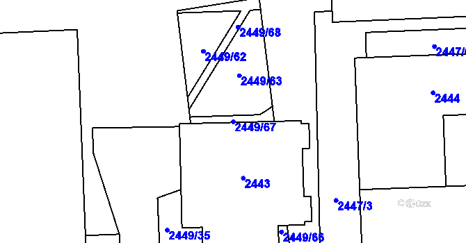 Parcela st. 2449/67 v KÚ Chodov, Katastrální mapa