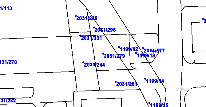 Parcela st. 2031/279 v KÚ Chodov, Katastrální mapa