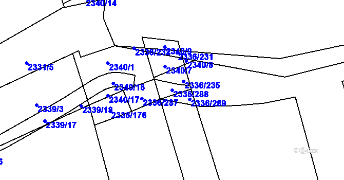 Parcela st. 2336/288 v KÚ Chodov, Katastrální mapa