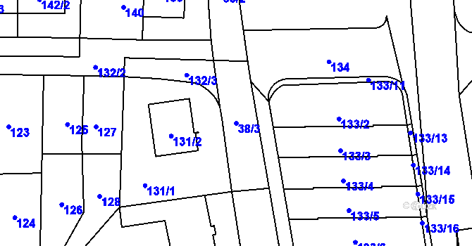 Parcela st. 38/3 v KÚ Chodov, Katastrální mapa