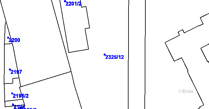 Parcela st. 2325/12 v KÚ Chodov, Katastrální mapa