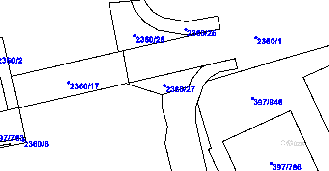 Parcela st. 2360/27 v KÚ Chodov, Katastrální mapa