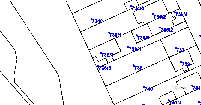 Parcela st. 736/3 v KÚ Chodov, Katastrální mapa