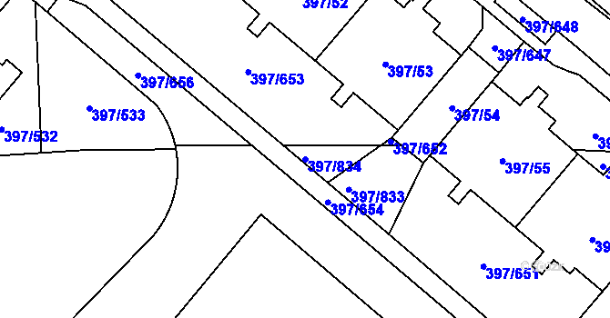 Parcela st. 397/834 v KÚ Chodov, Katastrální mapa