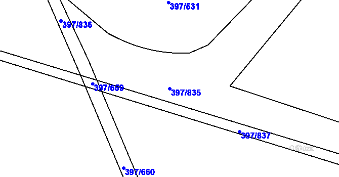 Parcela st. 397/835 v KÚ Chodov, Katastrální mapa
