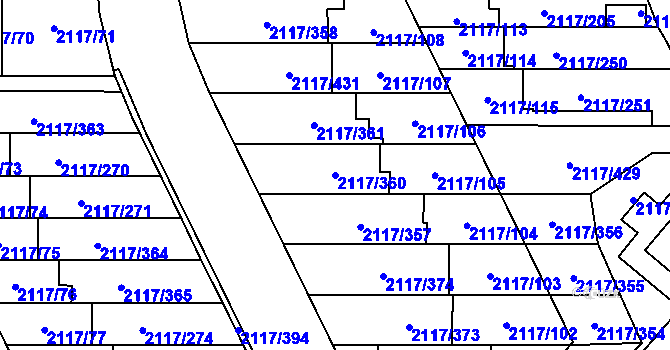 Parcela st. 2117/360 v KÚ Chodov, Katastrální mapa